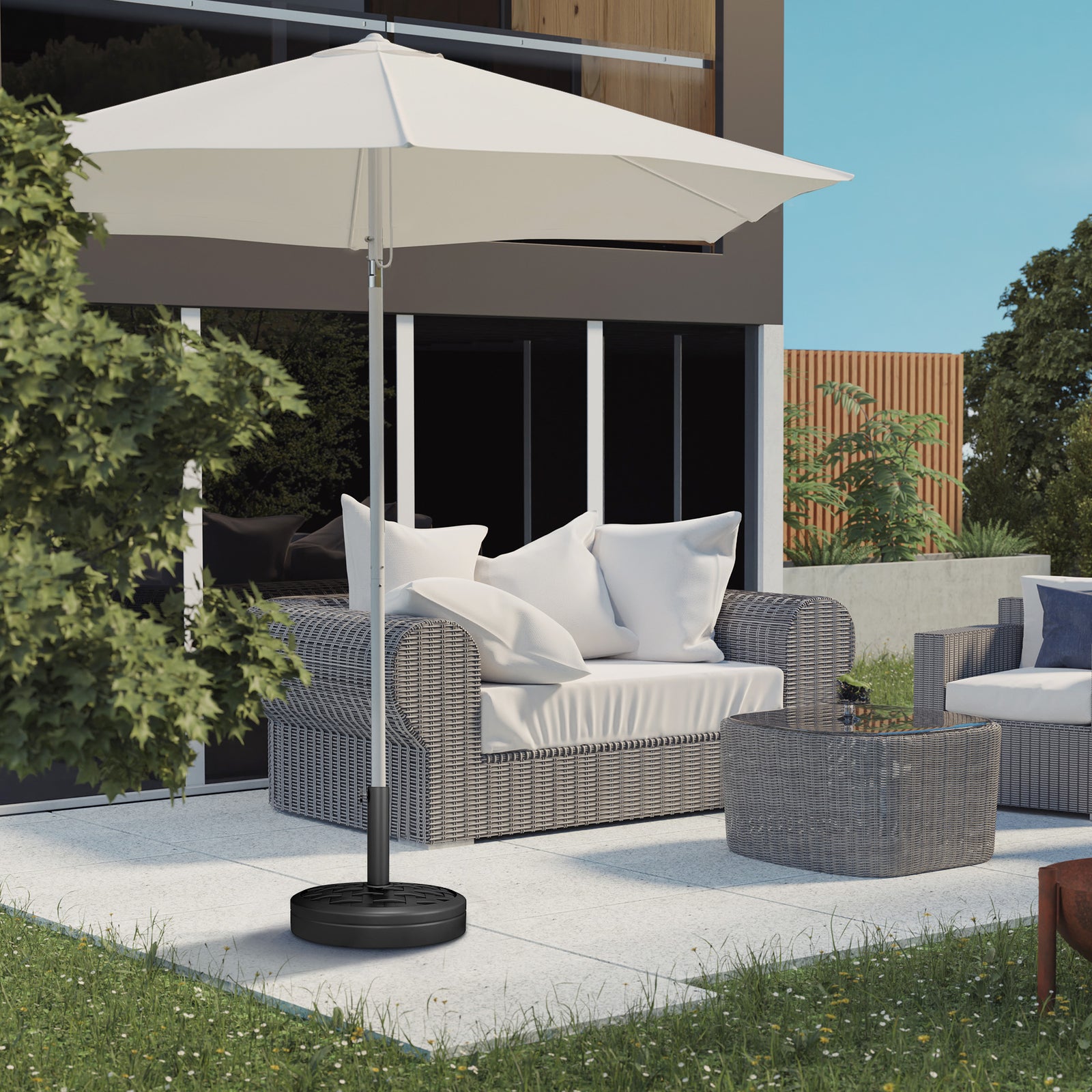 18kg Heavy Duty Concrete Parasol Base, Black