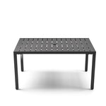 Rectangular Wood Effect Garden Dining Table With Parasol Hole Grey - 150w X 90d X 72h Cm