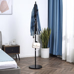 Steel Coat Stand Rack Marble Base 8 Hook Entryway | One Size | Black