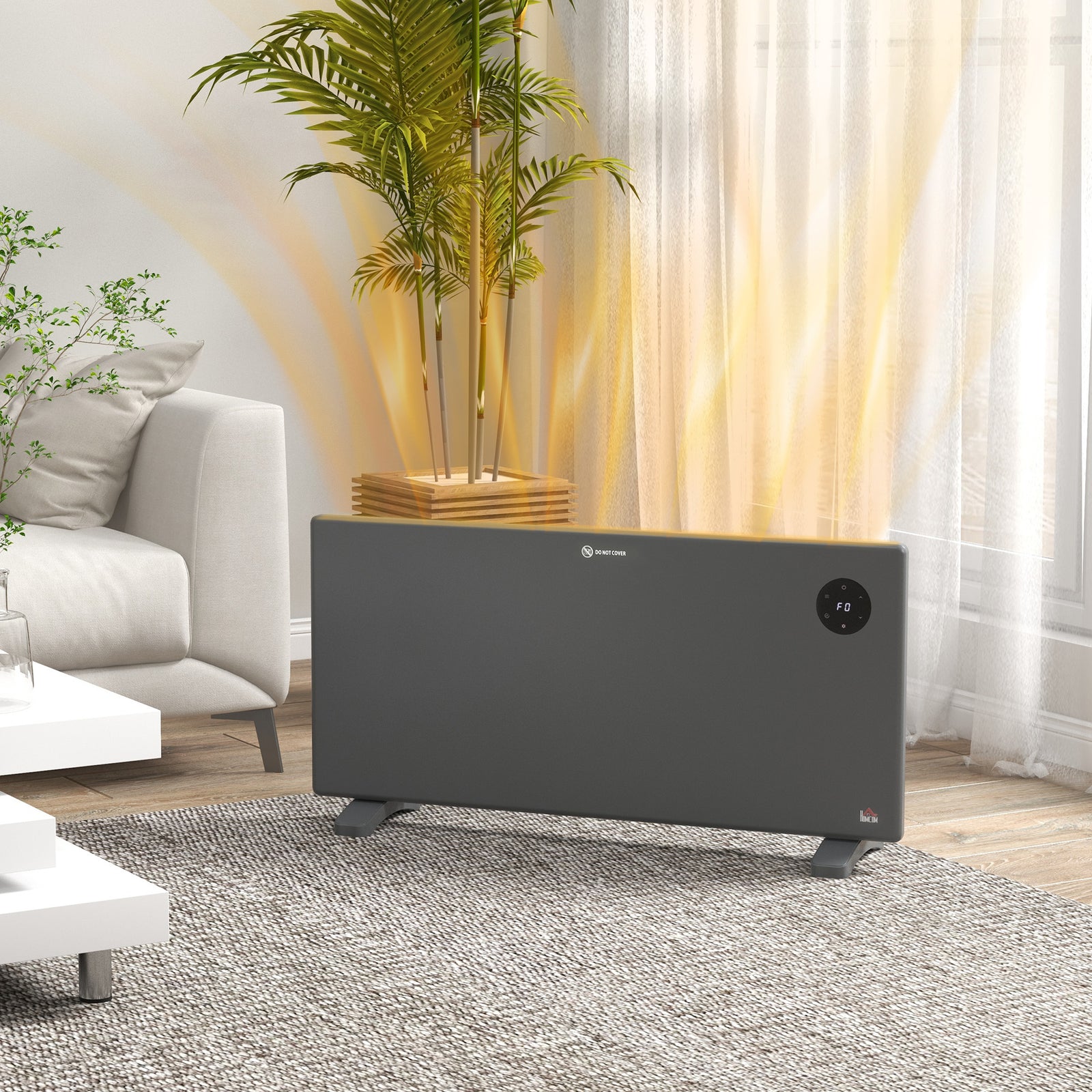 2000w Electric Convector Heater Quiet With Led Display | One Size | Gray