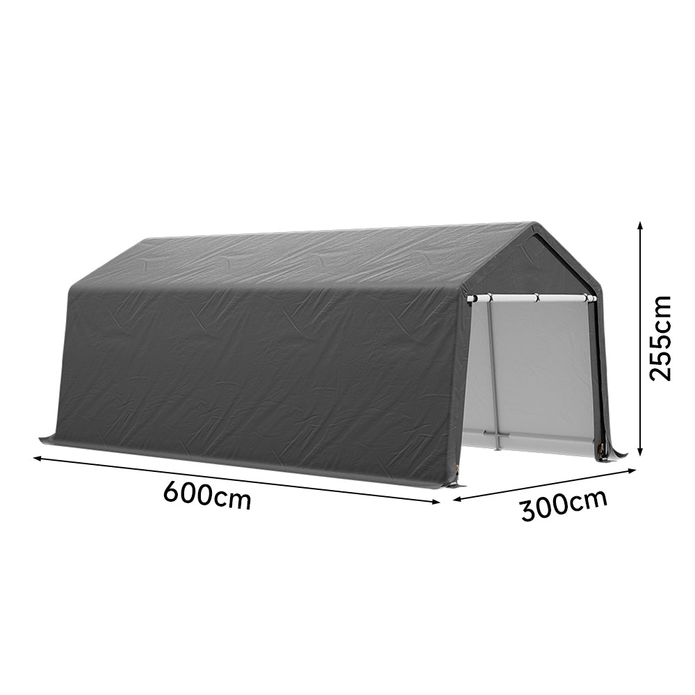 10x20ft Galvanized Tube Storage Shed | Large | Dark Grey