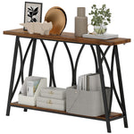 HOMCOM Console Table, Industrial Narrow Sofa Table With 2 Tiers, Metal Frame