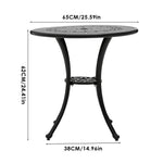 3 Pcs Bistro Set Cast Aluminium Round Patio Dining Table With Pe Rattan Stacking Chairs