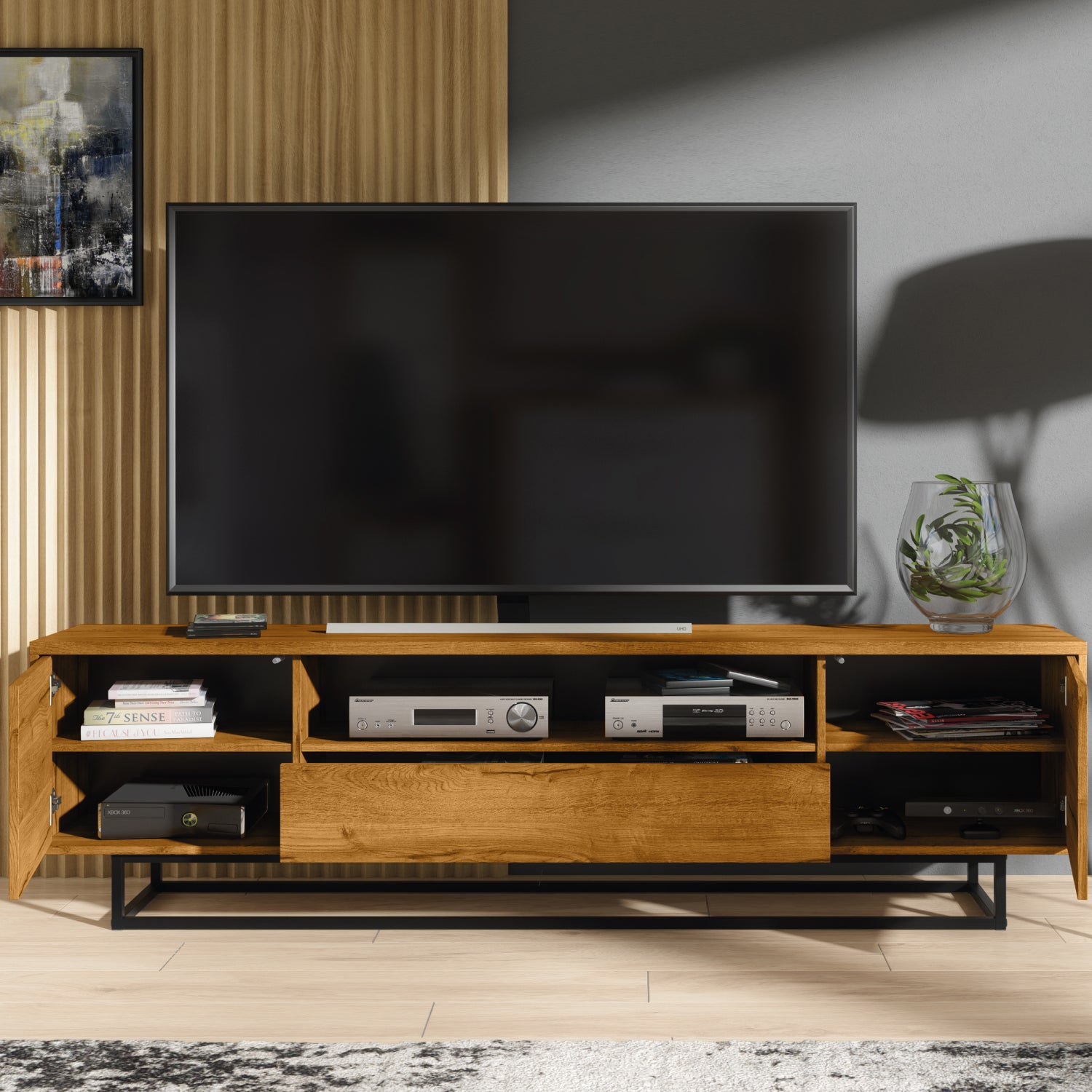 Rift Tv Unit 200cm - Oak / Rustic | Oak