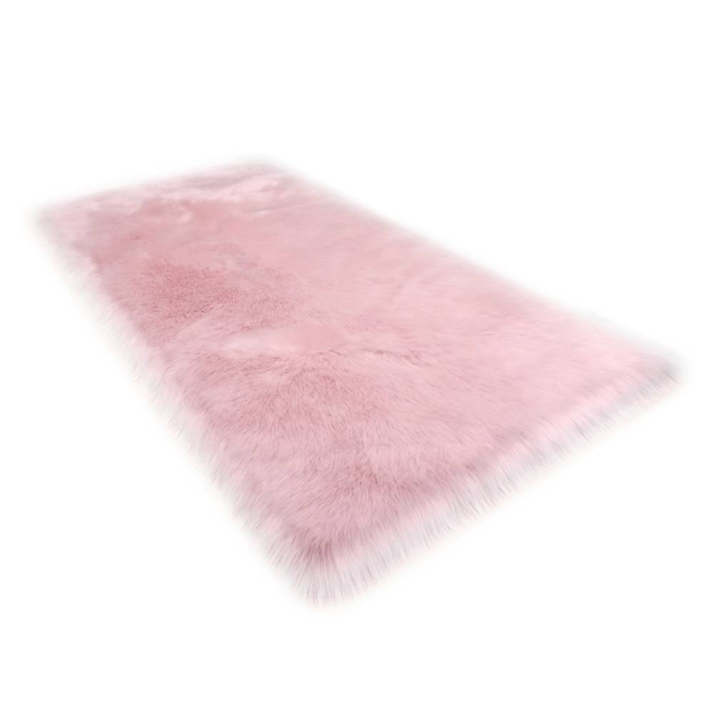 Rectangular Fluffy Shaggy Area Rug Pink Super Soft Plush Carpet For Bedroom | Large | Pink