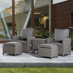 5 Pcs Rattan Sofa Lounge Footstool Coffee Table Set