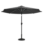 3m Solar Led Patio Umbrella, Outdoor Parasol With 16 Led Tubes, Crank Lift & Push Button Tilt With Round Base | One Size | Dark Grey