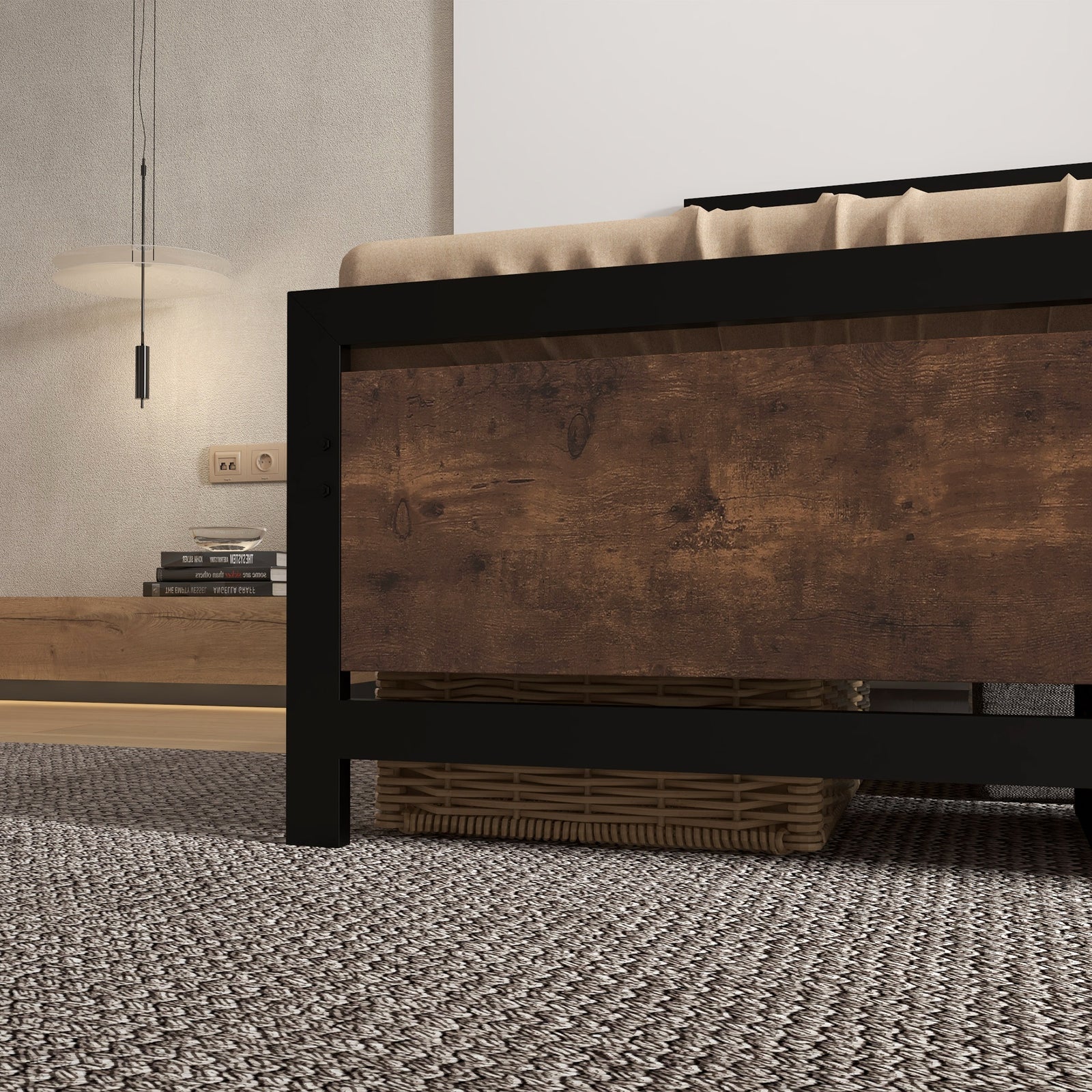 Single/double/king Metal Bed Frame With Headboard Footboard | Single | Brown
