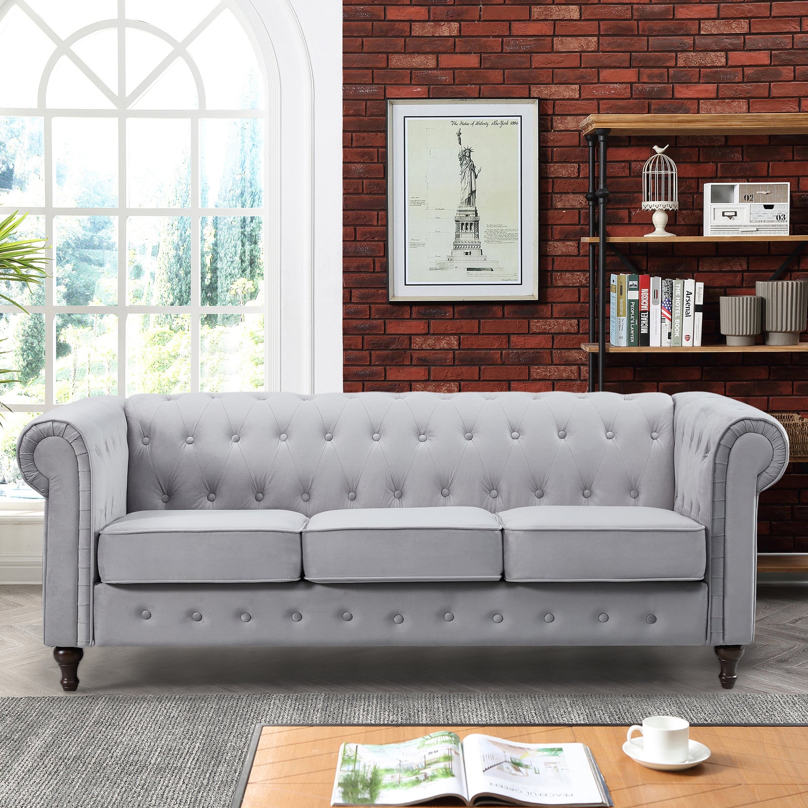 Pelham 207cm Wide Velvet Fabric 3 Seat Chesterfield Sofa | 3