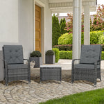 3pc Rattan Table Chair Bistro Garden Furniture Set Wicker | Gray
