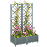 Plastic Planter Box With Trellis, Vegetable Planter Plugs | Grey