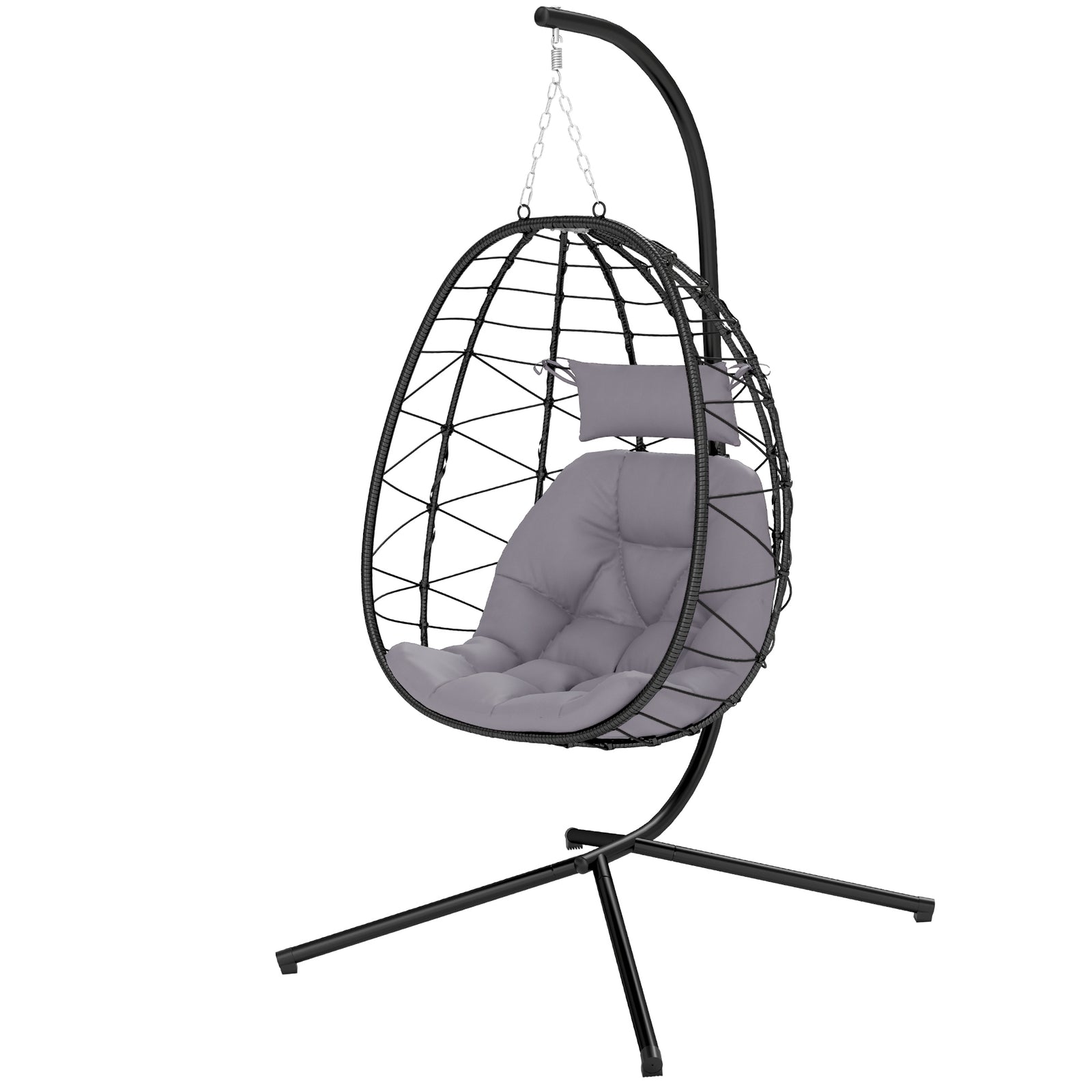Garden Egg Chair Outdoor Hanging Swing Chair, Folding Basket | Gray