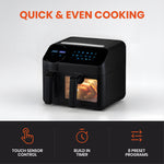 Dual-basket Smart Air Fryer With Viewing Glass, 3.5l + 6l Capacity,led Touchscreen, 8 Preset Cooking Modes, Easy To Clean, Non-stick, Overheat Protection