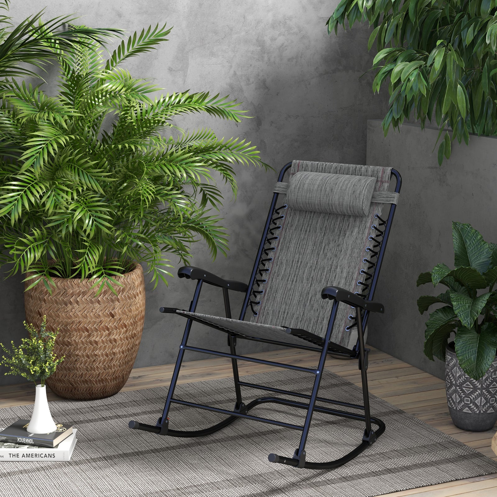 Folding Rocking Chair Zero Gravity With Headrest