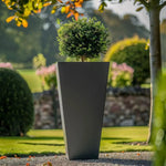 Zinc Galvanised Tall Flared Tapered Square Planter | 40cm x 40cm x 90cm | Gray