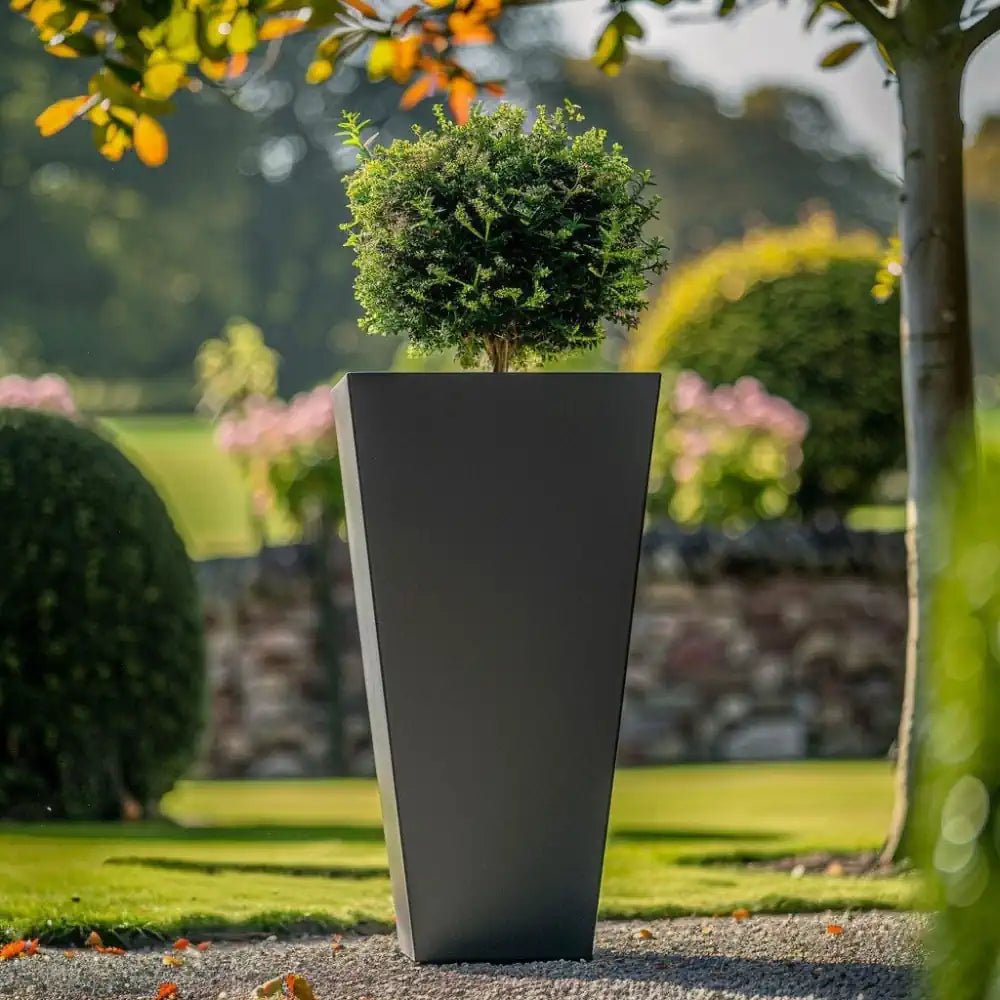 Zinc Galvanised Tall Flared Tapered Square Planter | 40cm x 40cm x 90cm | Gray