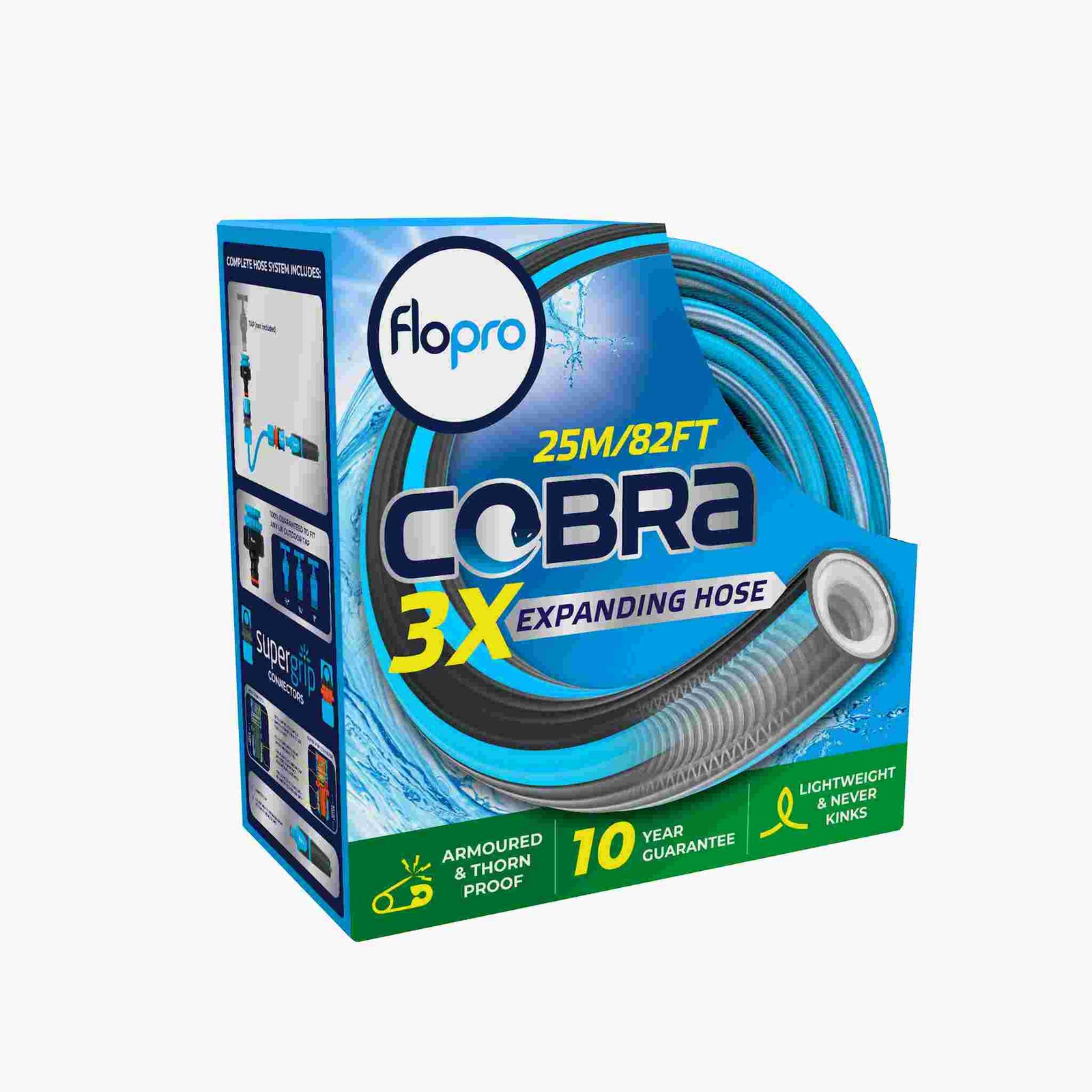 Cobra Expanding Hose Set — 3x Expandable, Kink-free With Supergrip Connectors