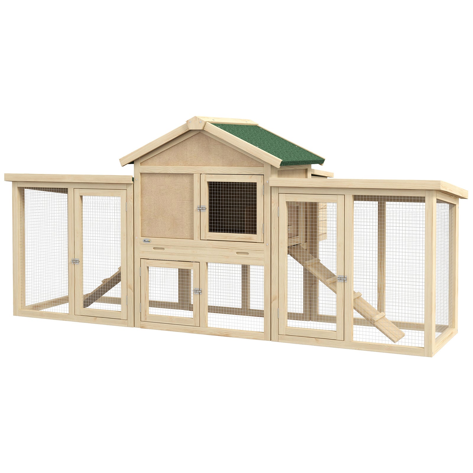 Pawhut Wood Chicken Coop Hens Cage Poultry House With Nesting Boxes Run