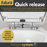 Futura Family Toilet Seat Soft Close White Oval, Bulit In Child Seat, Kids & Toddler Friendly, Quick Release, Top & Bottom Fixings
