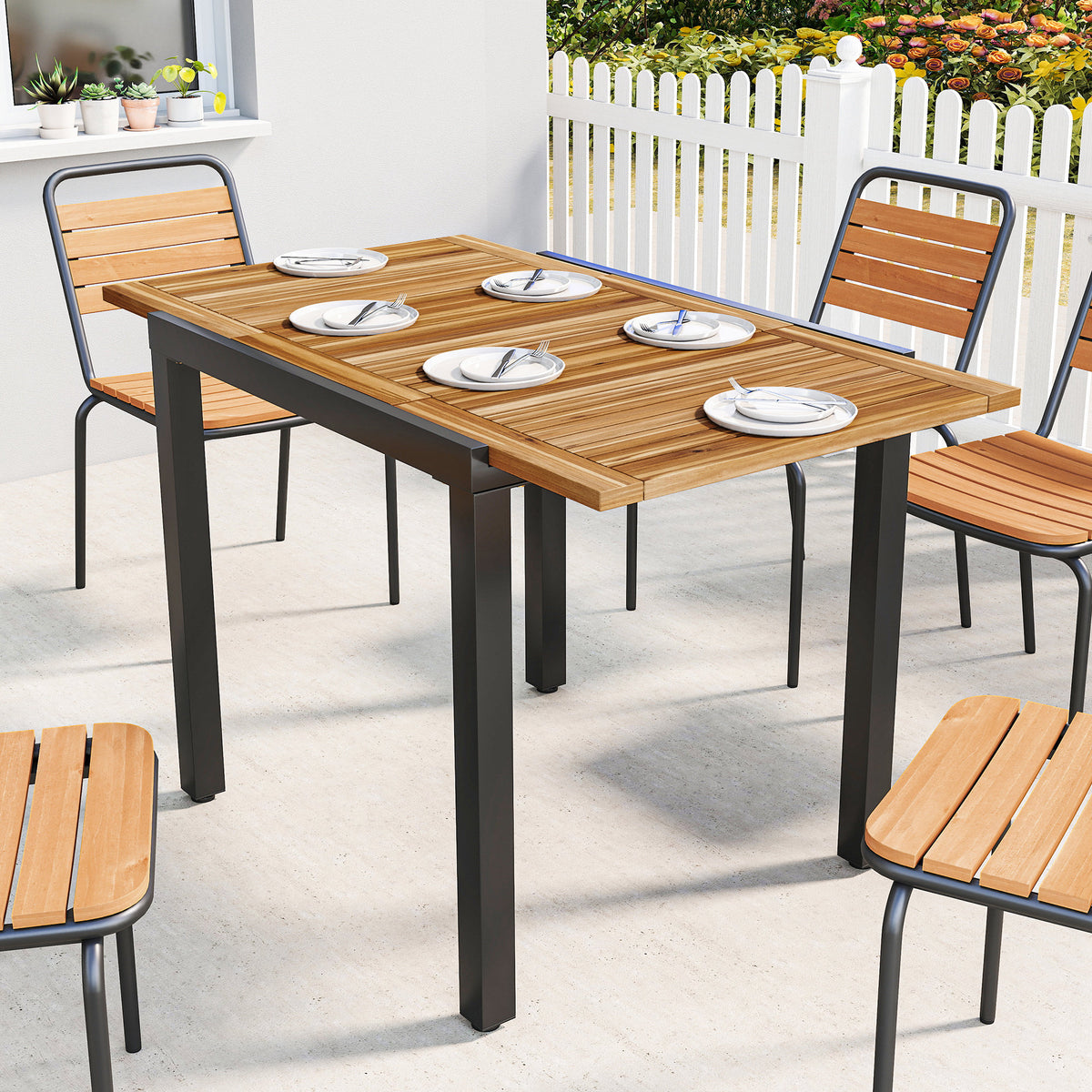 Outsunny Patio Dining Table Expandable 80-120 Cm