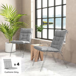 Garden Chair Cushions Set Of 4, Waterproof Seat Pads | Light Grey