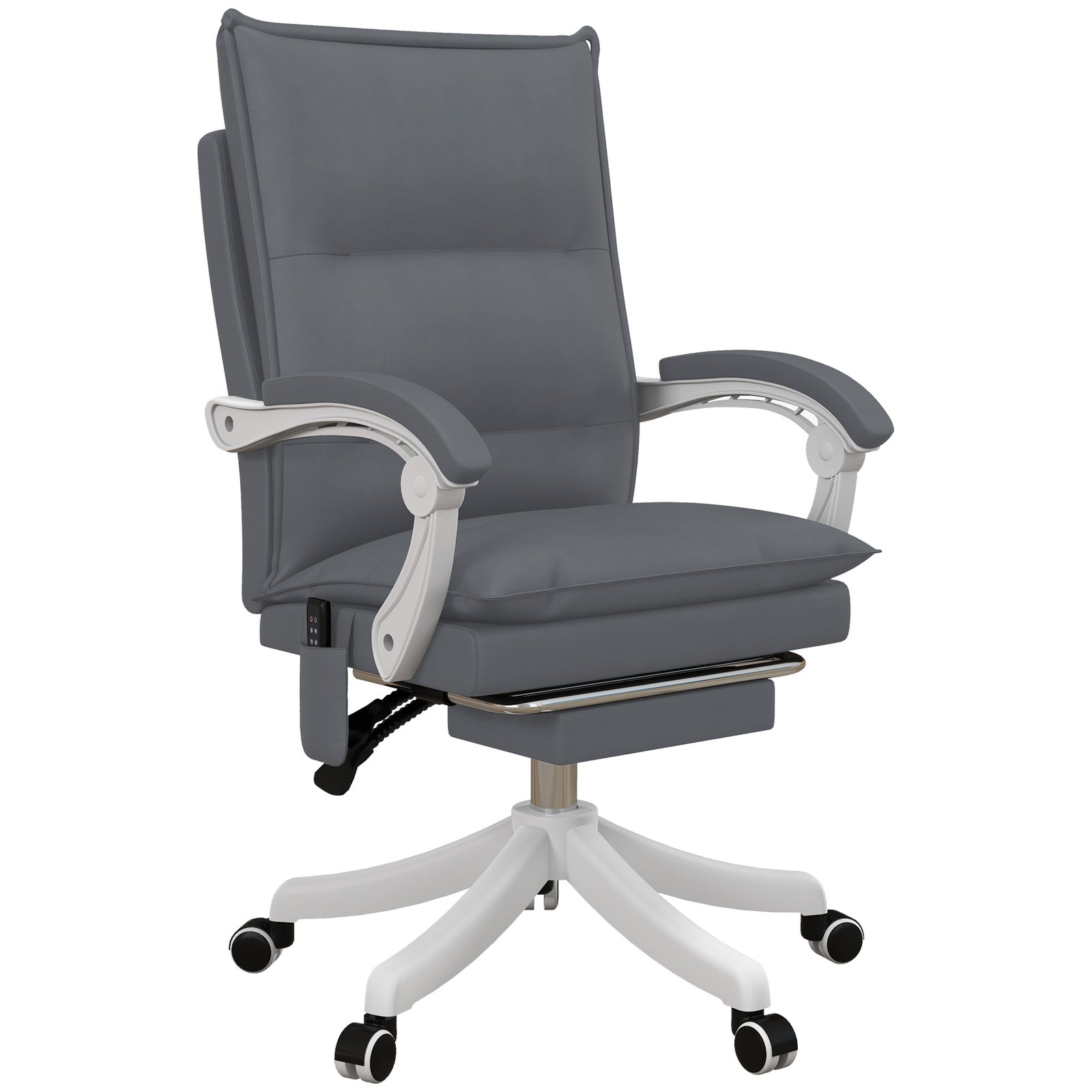 Faux Leather Massage Office Chair Heat | Charcoal Gray