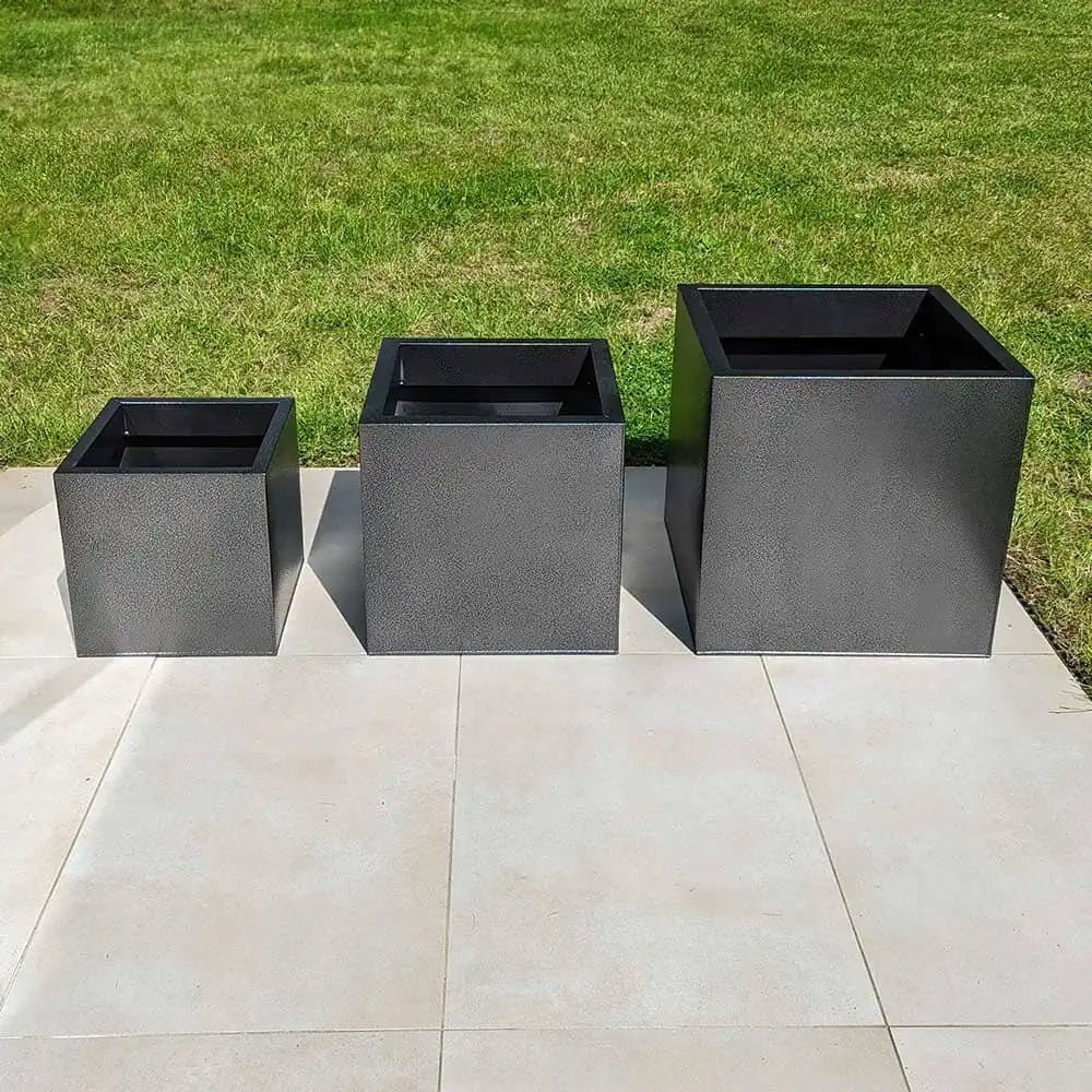 Zinc Galvanised Square Planter | 40cm x 40cm x 40cm | Silver Black