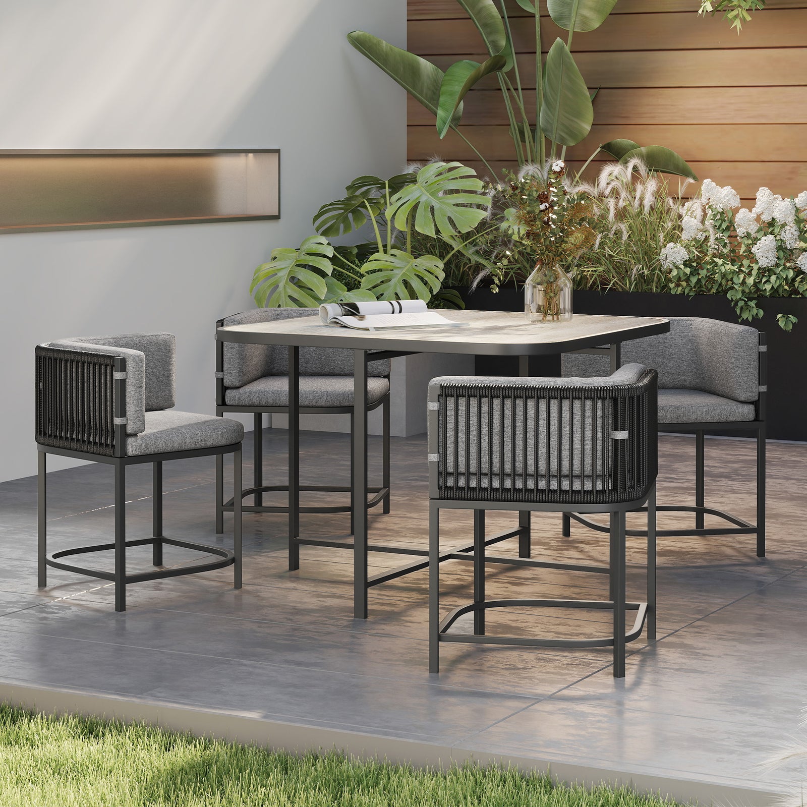 4 Seater Rattan Cube Garden Set With Cushions