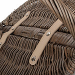 Wicker Antique Wash Finish Oval Picnic Basket | White