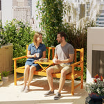Outdoor Bench With Liftable Middle Table, 153cm Wood Garden Bench