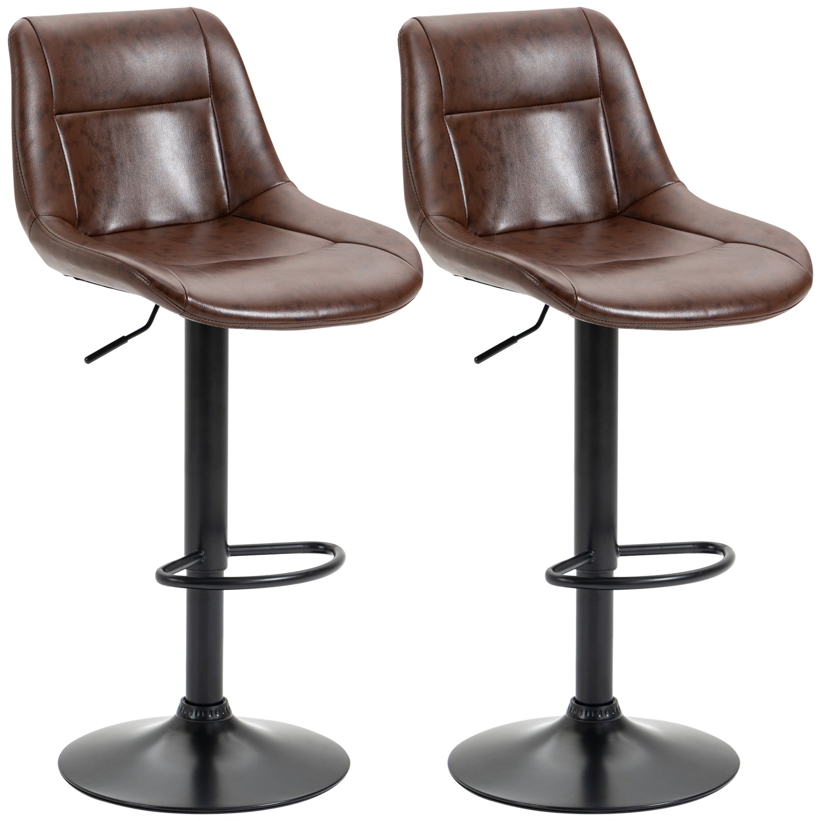 Modern Swivel Bar Stools Adjustable Pu Brown