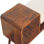 Solid Mango Wood Boucle Carved Chestnut Telephone Table