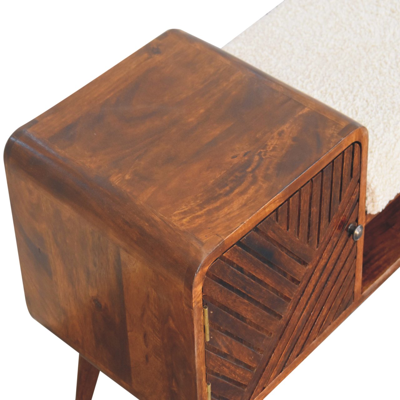 Solid Mango Wood Boucle Carved Chestnut Telephone Table