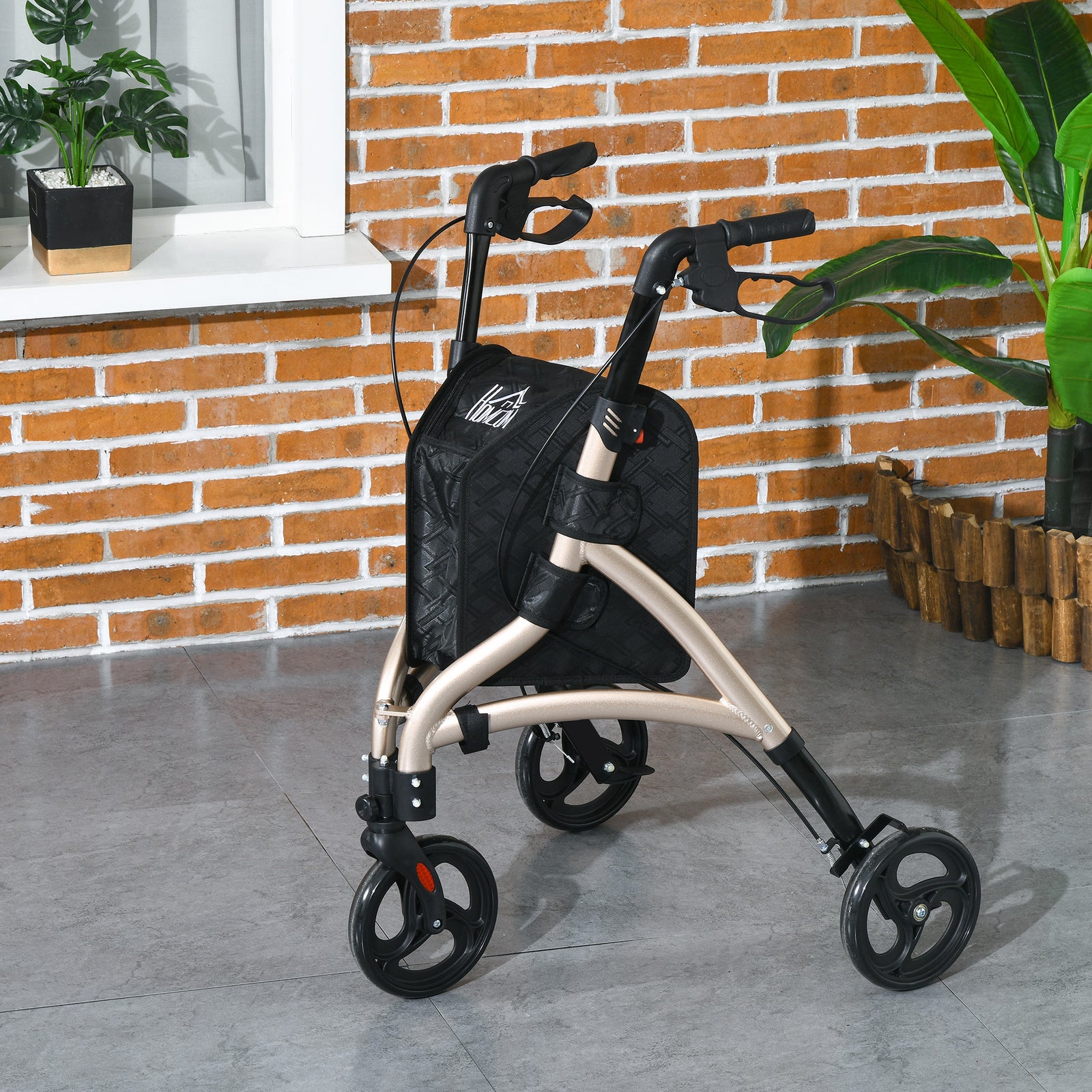Lightweight Aluminium 3 Wheel Rollator Adjustable Handle