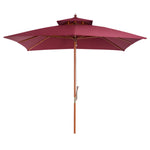 3x3m Folding Bamboo Parasol With 2 Pulley | Red