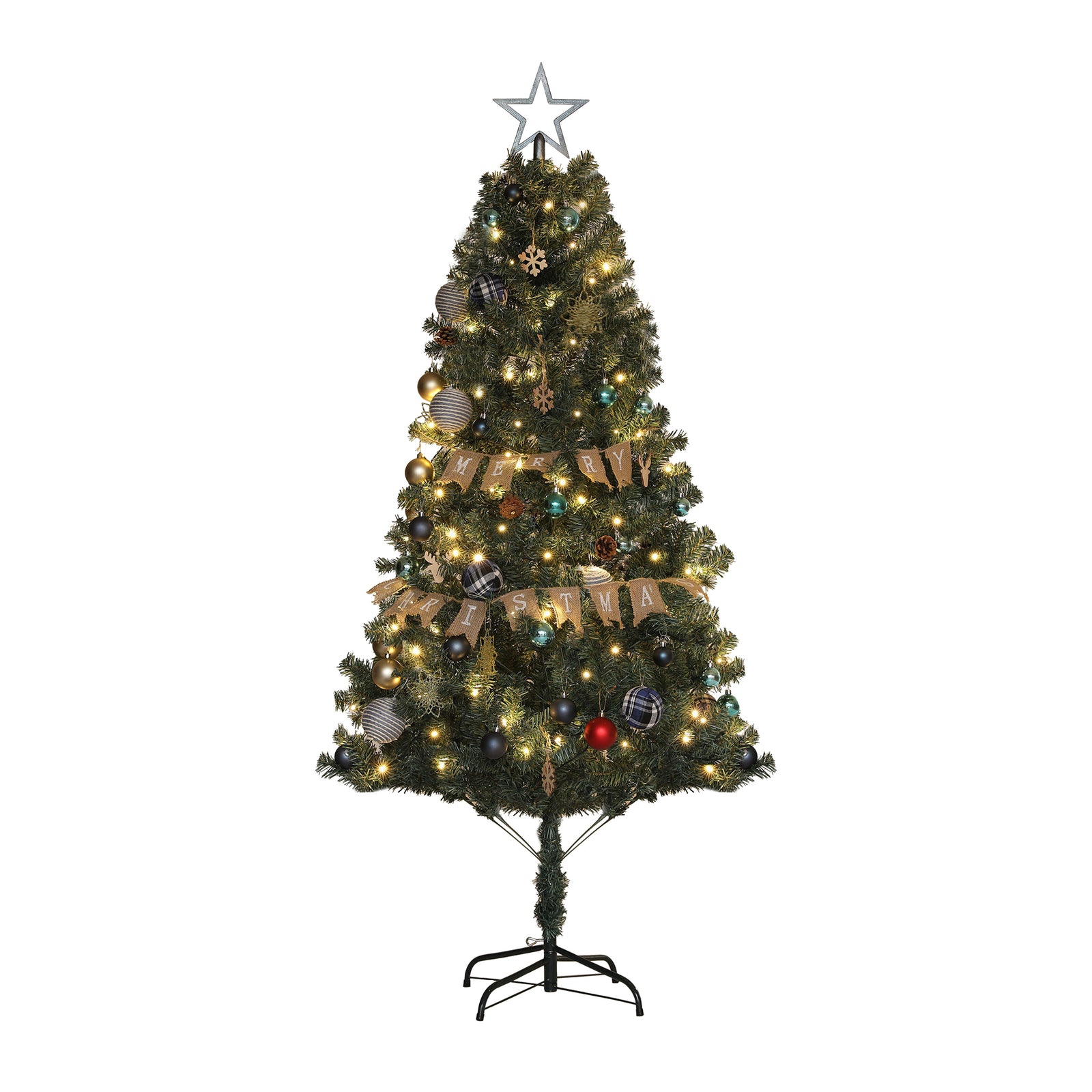5/6ft Artificial Christmas Tree With Led Blue Red/Blue | 6ft | Blue