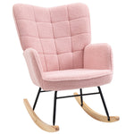 Wingback Rocking Chair For Nursing W/ Steel Frame | One Size | Pink