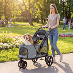 Dog Stroller, 3 Wheels Pet Stroller With Easy One-click Quick Fold | Grey