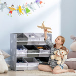 Storage Unit W/9 Removable Storage Baskets For Nursery Playroom | Grey