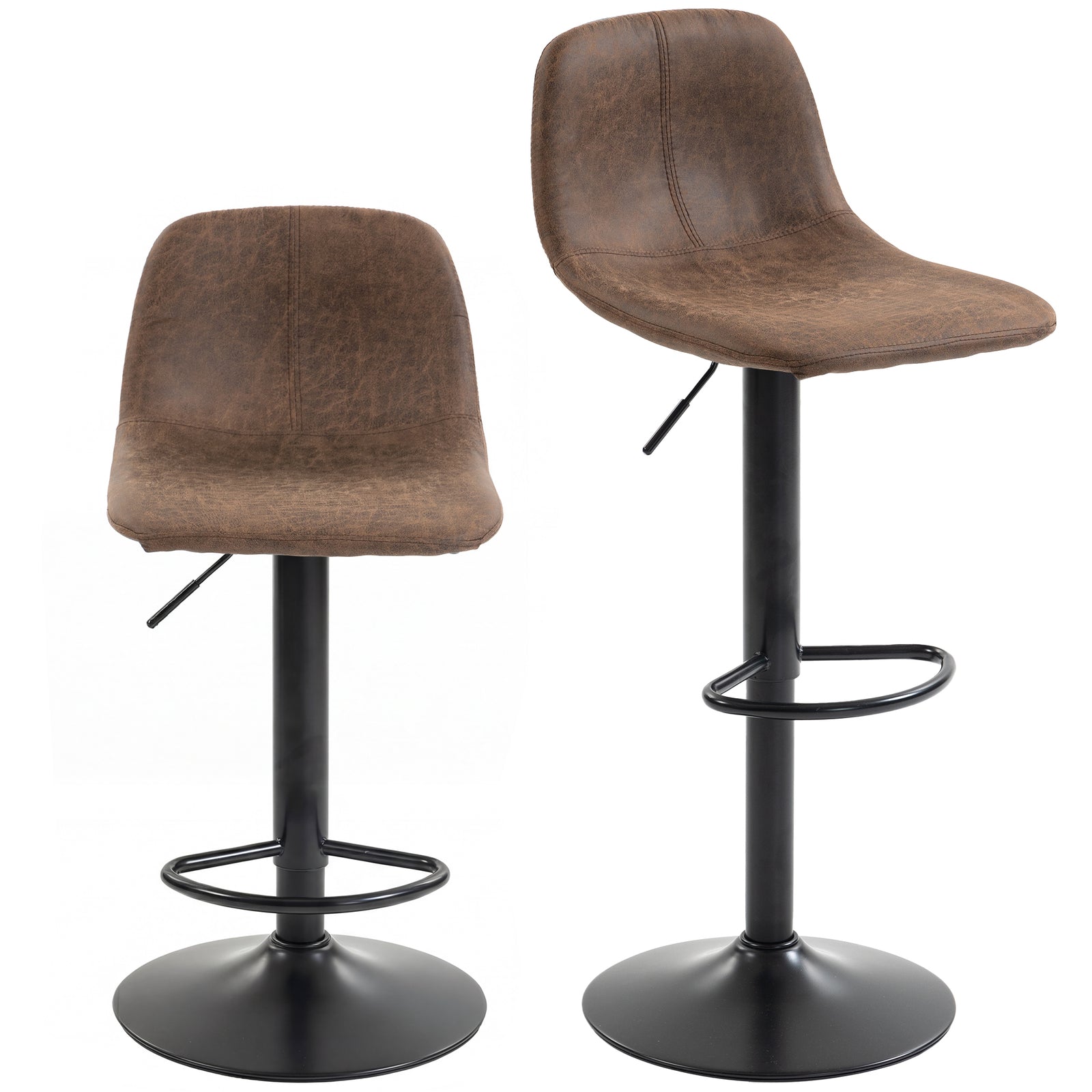 Bar Stools Set Of 2, Modern Swivel Barstools For Dining Room | Brown