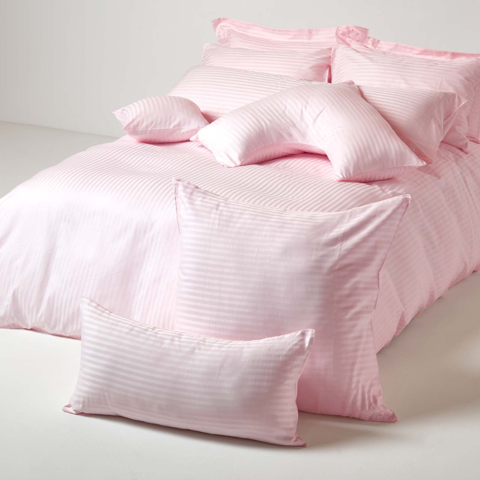 Egyptian Cotton Satin Stripe Housewife Pillowcase 330 Tc | King Pillow Case | Pink