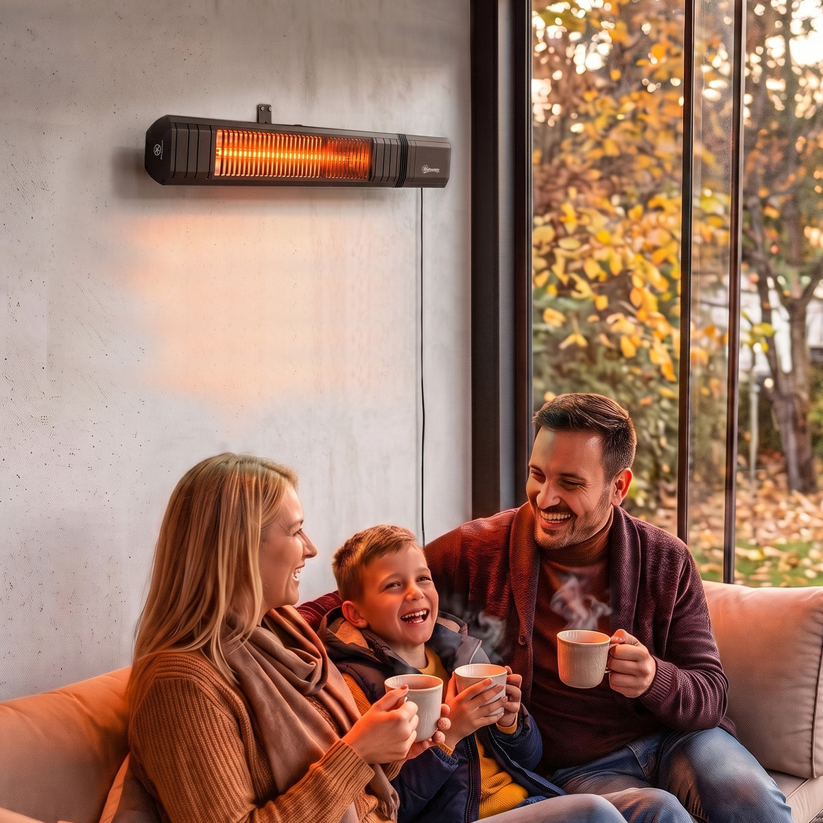 2000 W Electric Infrared Patio Heater, Ip65 Garden Heater, Black