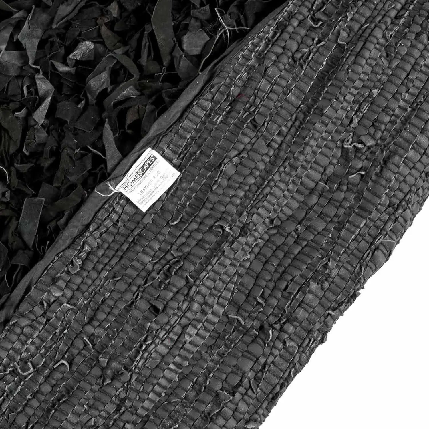 Dallas Leather Shaggy Rug | 150cm | Black
