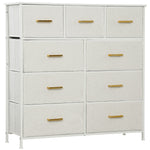 HOMCOM Chest Of Drawers With 9 Drawers, Boucle Storage Organiser, Cream