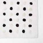 Tufted Cotton Bath Mat With Polka Dot Design | 50 x 80cm | Black & White