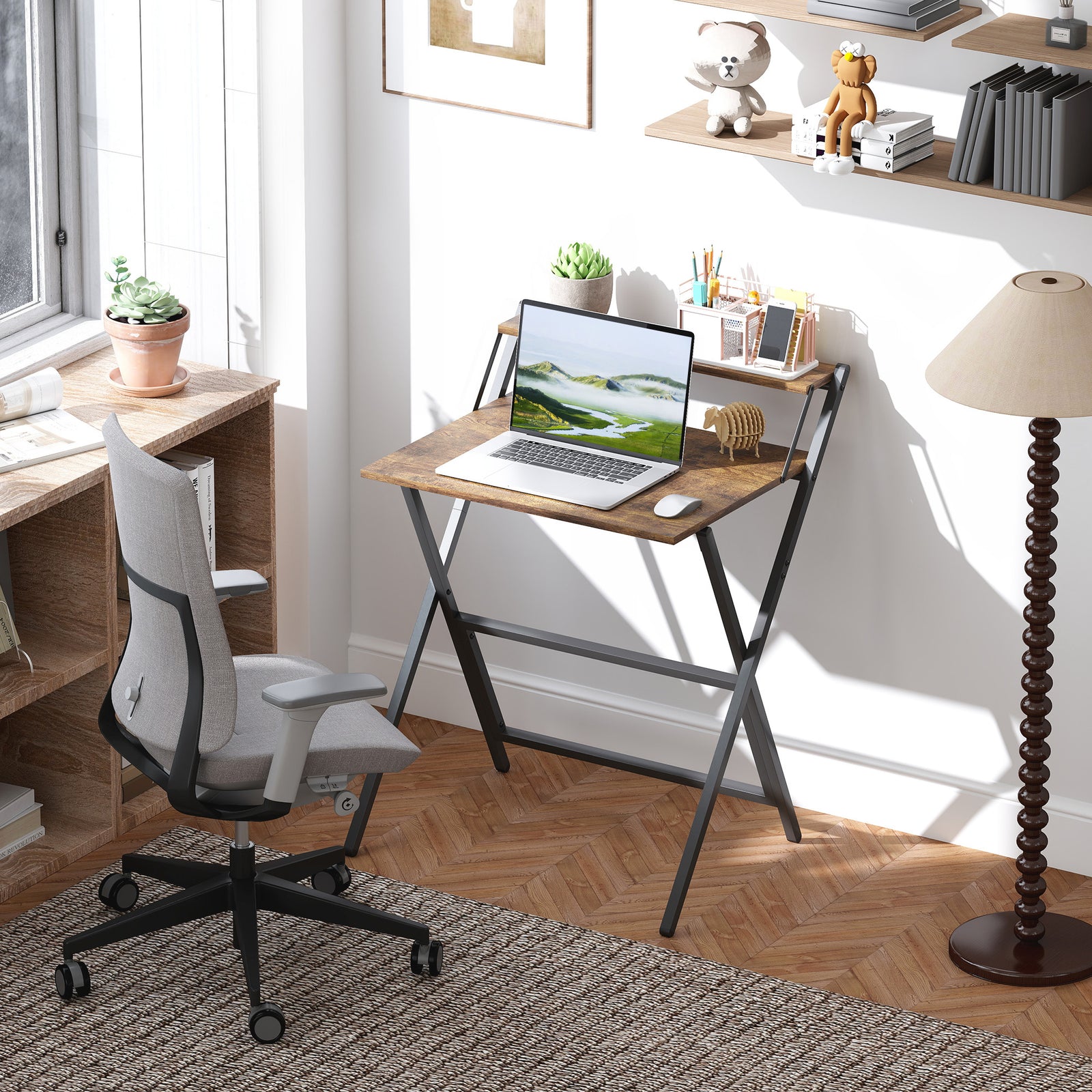 70 Cm Folding Computer Desk For Small Spaces Bedroom | Brown