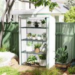 4 Tier Lean-to Mini Greenhouse W/ Reinforced Pe Cover | Green