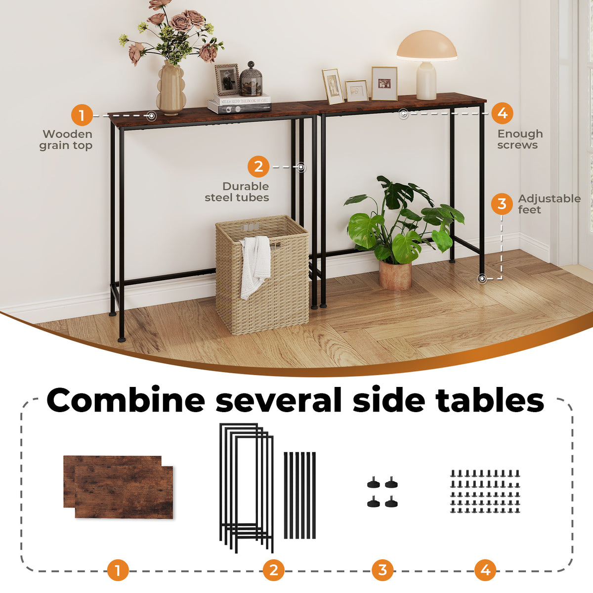 Levede Narrow Console Table Slim Entryway Hallway Sofa Table Display Shelf Industrial