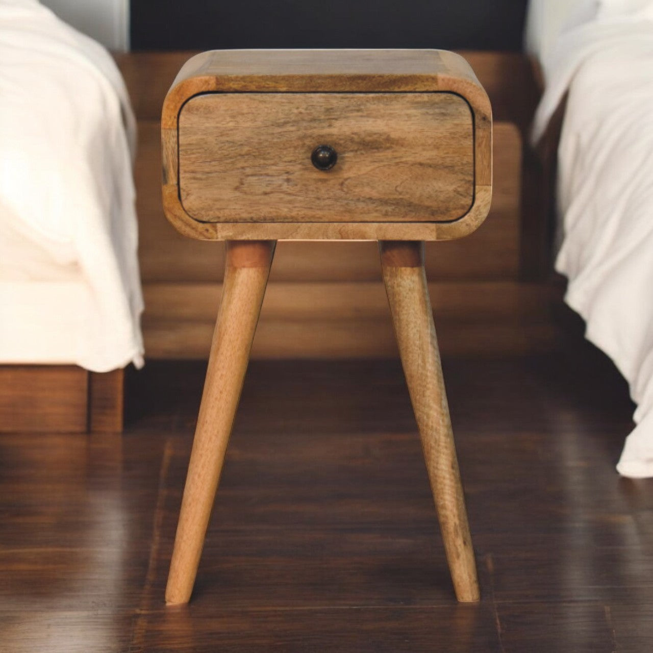 Solid Wood Avora Mini Oak-ish Nightstand With 1 Drawer