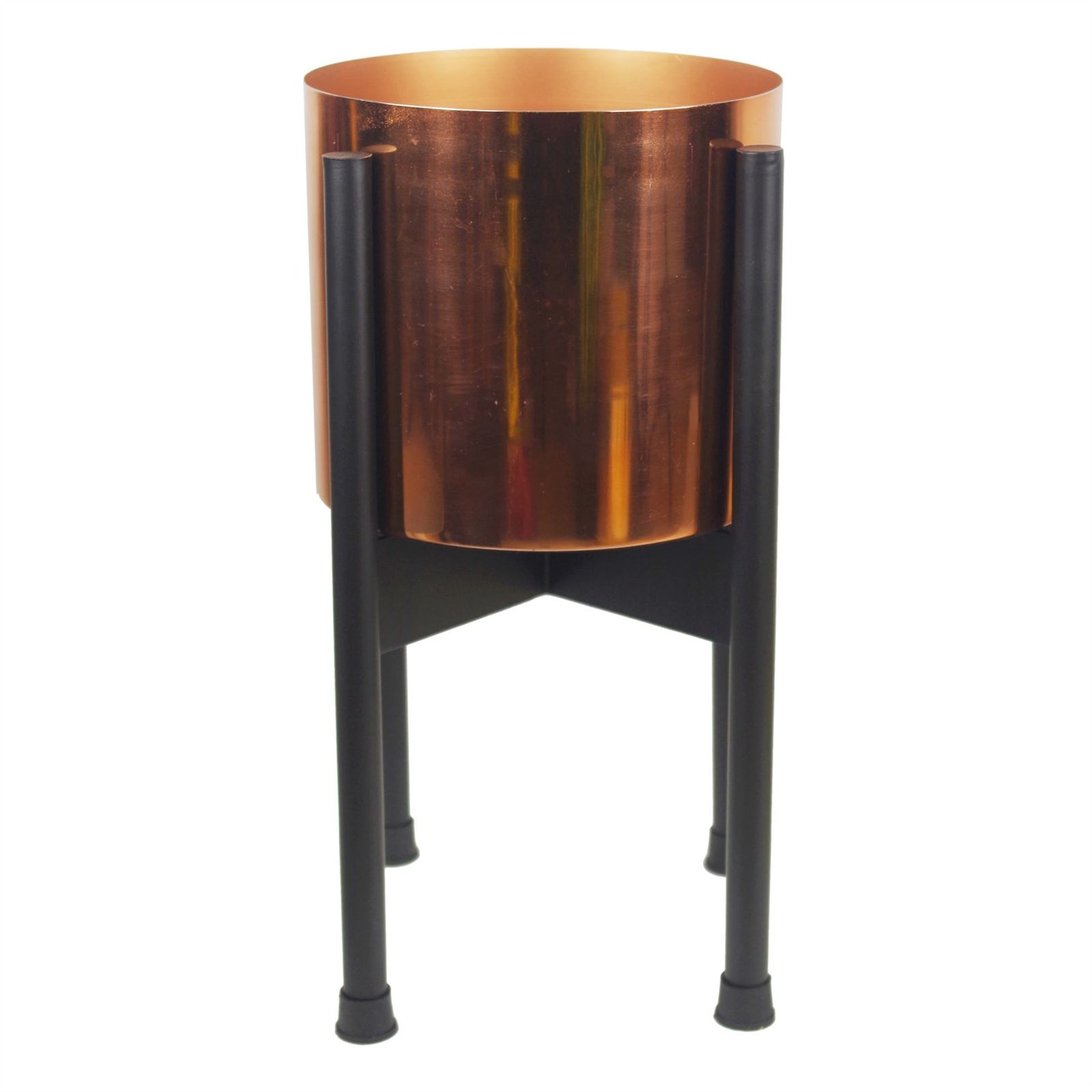 Leaf Medium Black Stand With Copper Metal Planter 38.5cm X 18cm